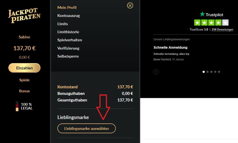 JackpotPiraten Lieblingsmarke wählen