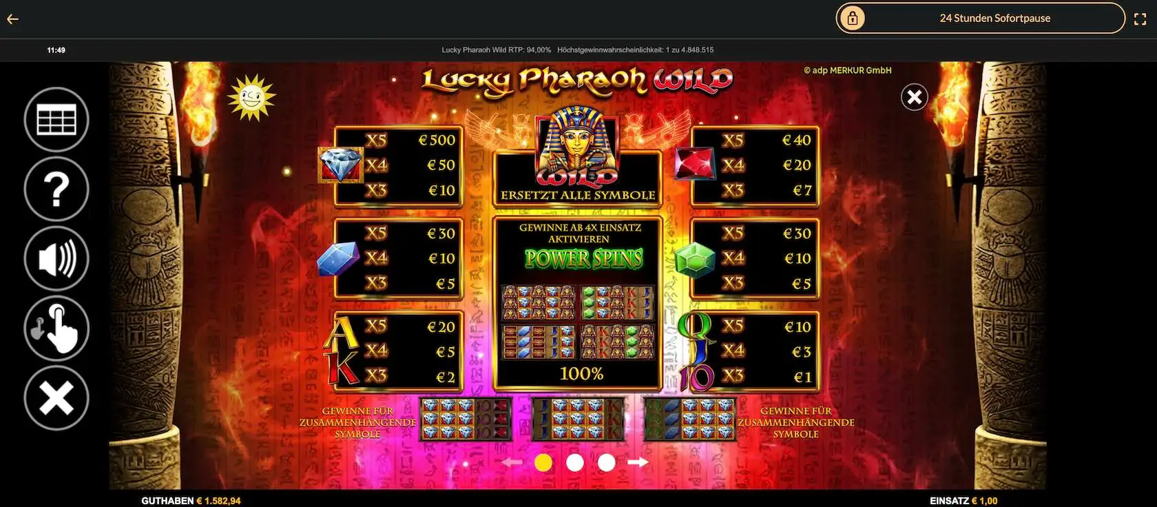 lucky-pharaoh-wild-gewinntabelle