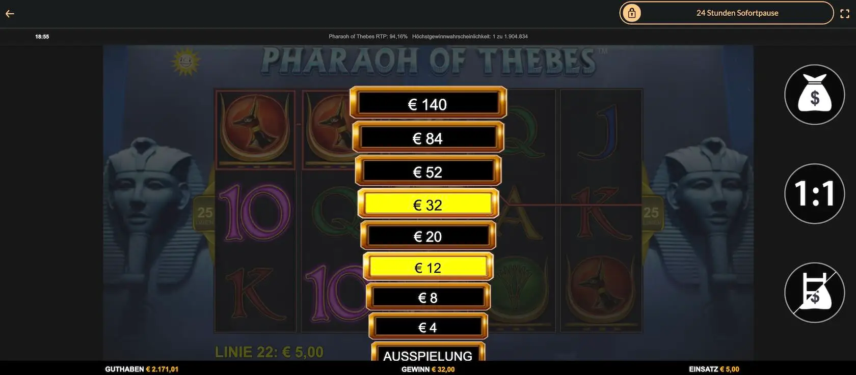 pharaoh-of-thebes-gamble-funktion