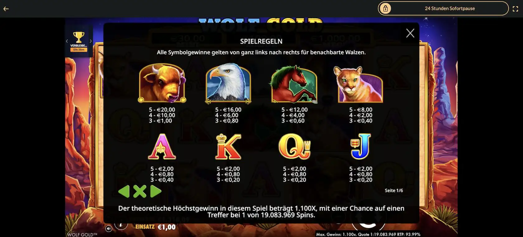 wolf-gold-gewinntabelle