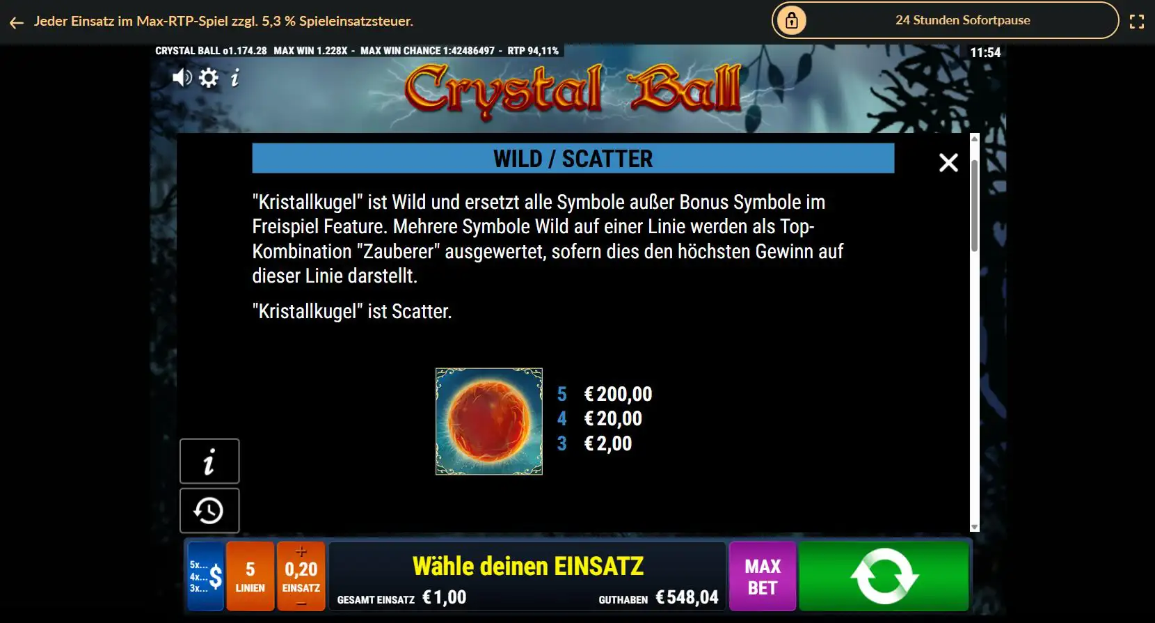 crystal-ball-auszahlungstabelle