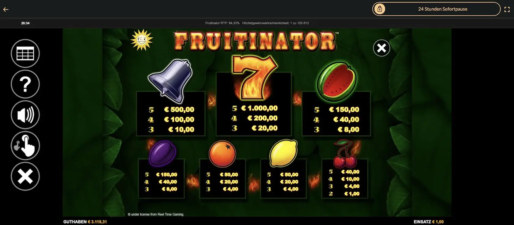 fruitinator-paytable-gewinnberechnung