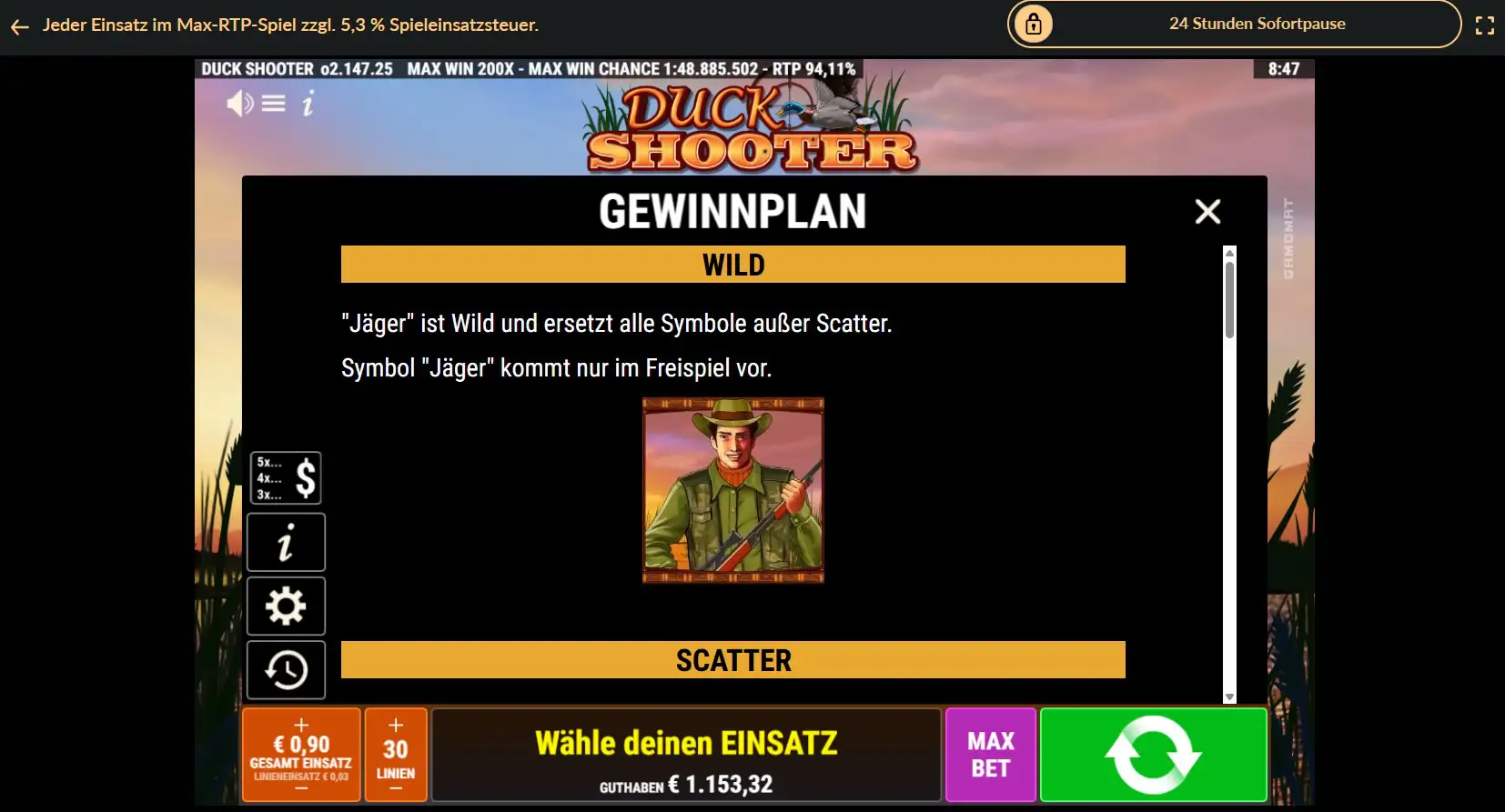 duck-shooter-gewinntabelle