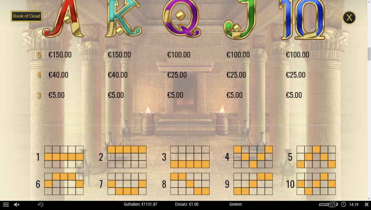 Book-Of-Dead-Gewinnlinien
